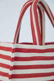 Striped Canvas Tote Bag - Red & White