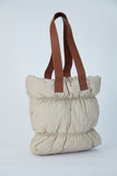 Quilted Puffy Tote Bag - Beige