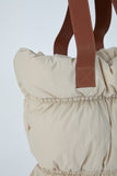 Quilted Puffy Tote Bag - Beige