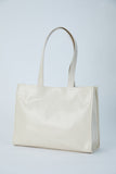 Crinkle Patent Tote Bag - Cream
