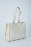 Crinkle Patent Tote Bag - Cream
