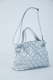 Quilted Metallic Fabric Tote Bag - Silver