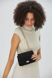 Quilted Velvet Crossbody Bag - Black