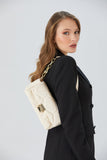 Quilted Vegan Leather Shoulder Bag - Beige