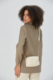 Braided Look Mini Crossbody Bag - Beige