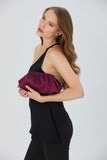 Satin Pouch Crossbody Bag - Burgundy