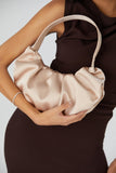 Pleated Satin Shoulder Bag - Champagne