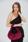 Velvet Croissant Hand Bag - Burgundy
