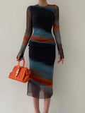Tie Dye Off Print Midi Dress With Ruched Sides - Multi-Coloured