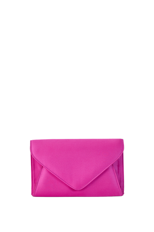 Recycled Satin Clutch Bag - Fuchsia Pink