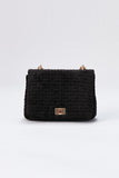 Quilted Velvet Crossbody Bag - Black