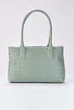 Braided Vegan Leather Tote Bag - Sage Green