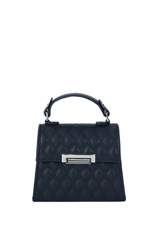 Recycled Vegan Leather Hand Bag - Black