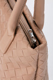 Braided Pu Leather Shoulder Bag - Beige