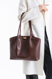 Large PU Leather Shopper Tote Bag with Matching Pouch - Burgundy