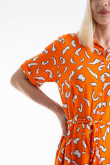 Womens Abstract Print Midi Shirt Dress