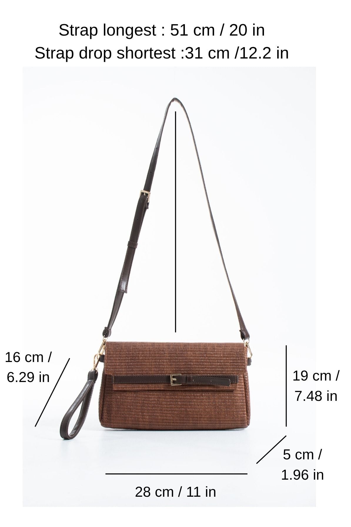 Woven Pu Leather Flap Closure Wristlet & Clutch&Crossbody  3-in-1 - Tan