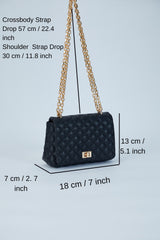 Quilted Plant Based Leather Crossbody & Shoulder Bag - Black