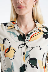 Womens Viscose Abstract Floral Maxi Shirt Dress