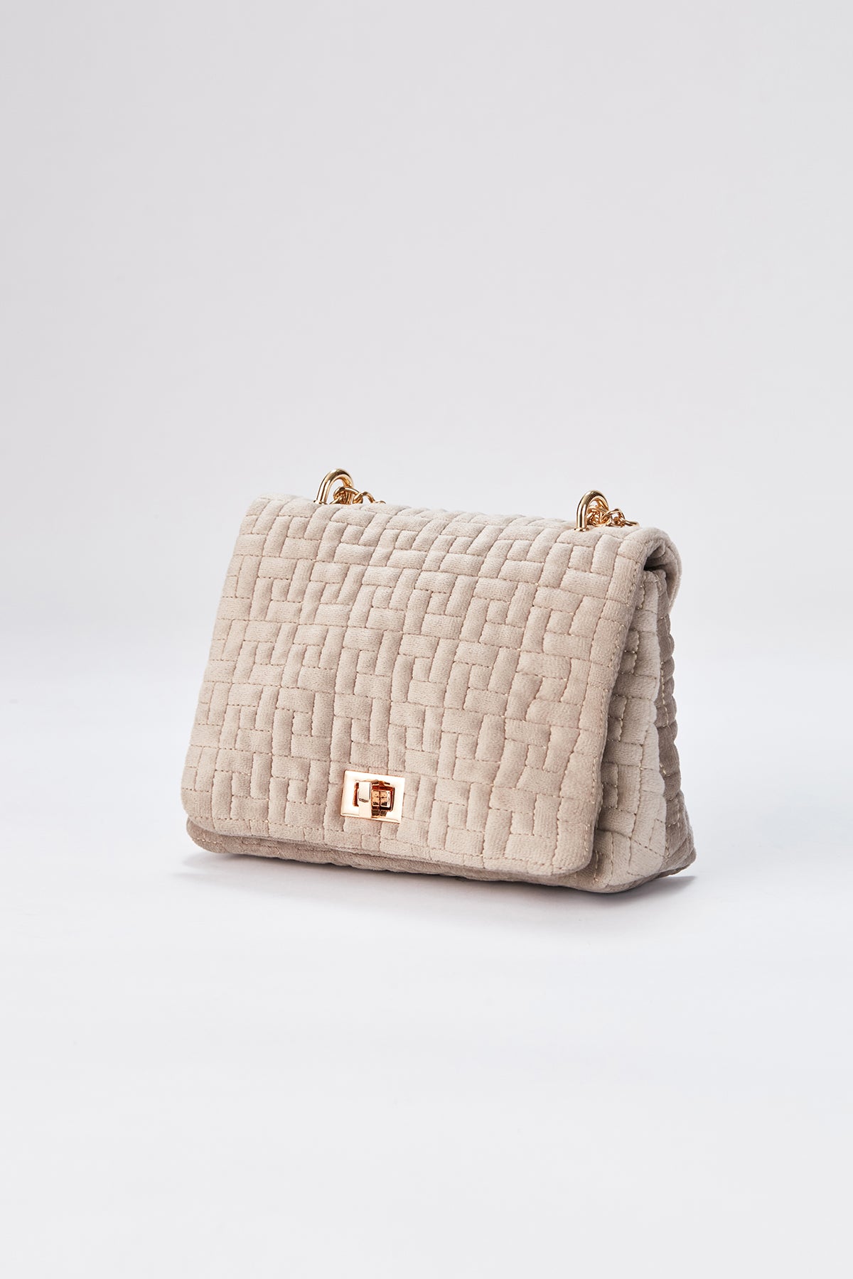 Quilted Mini Crossbody & Shoulder Bag - Beige