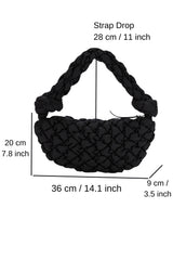 Puffy Quilted Lightweight Shoulder Bag - Black