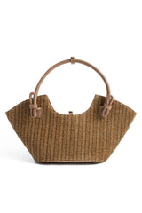 Woven Straw Tote Bag - Brown