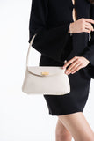 Pu Leather Flap Shoulder Bag - Cream