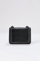 Chain Braided Croc Shoulder & Crossbody Bag - Black