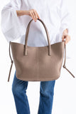 Grain Pu Leather Large Tote Bag with Matching Zipper Pouch  2PCS Set - Gold