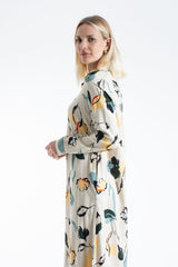 Womens Viscose Abstract Floral Maxi Shirt Dress