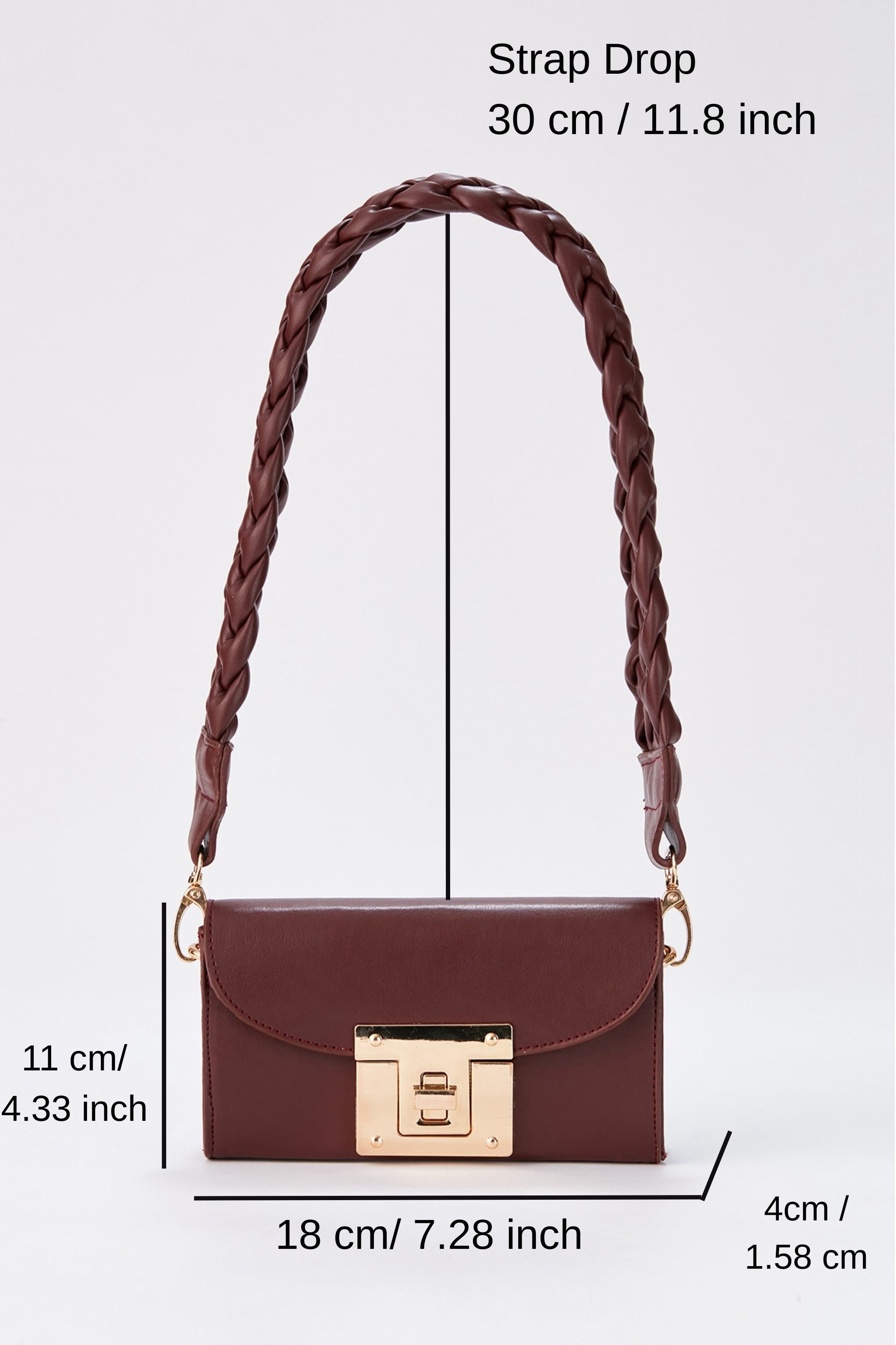 Mini Shoulder Bag With Chuncky Braided Strap - Burgundy