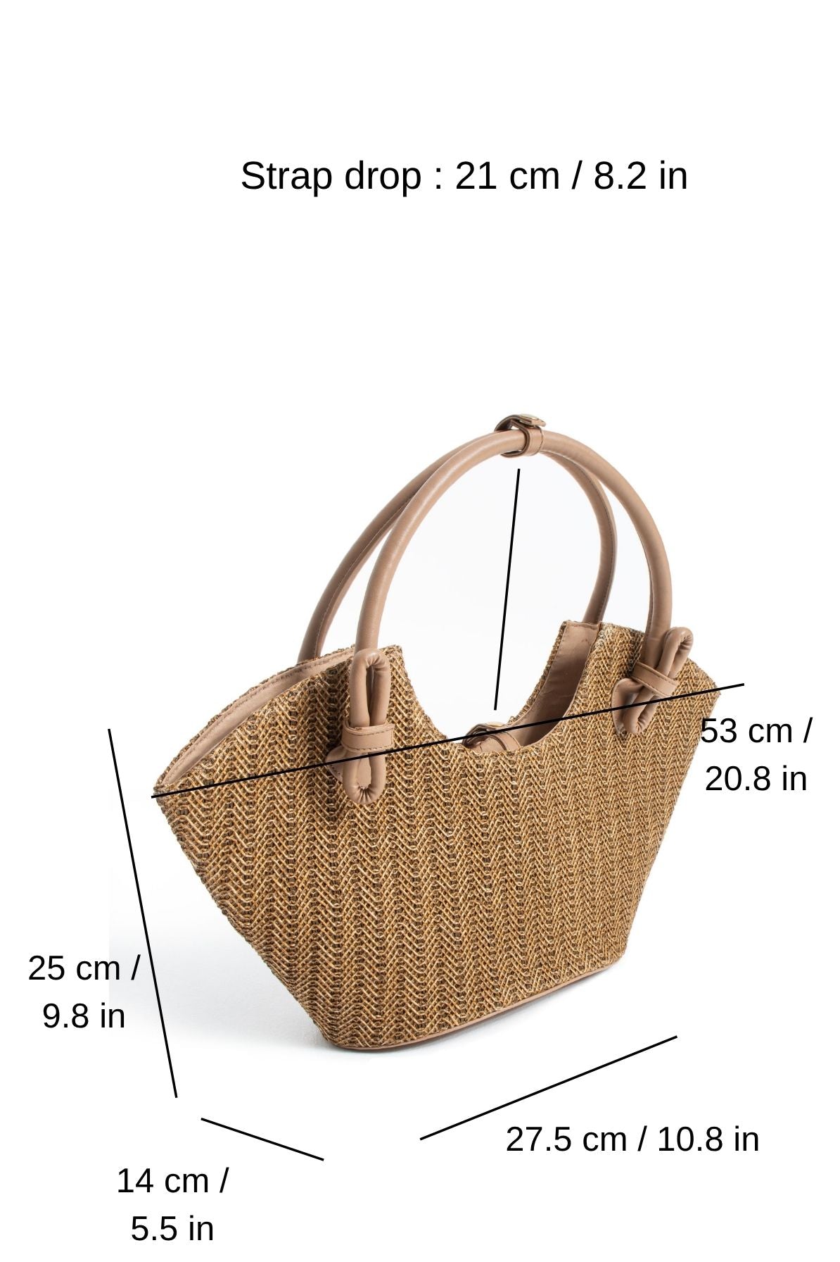 Woven Straw Tote Bag - Brown