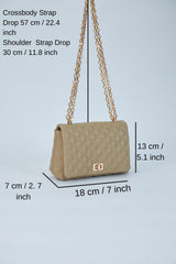 Quilted Plant Based Leather Crossbody & Shoulder Bag - Nude