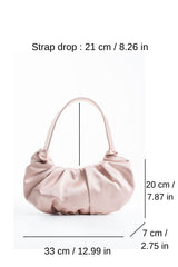Pleated Satin Shoulder Bag - Beige