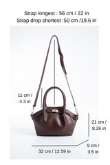 Pu Leather Top Handle Crossbody Bag with Twist Lock Detail - Burgundy