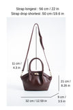 Pu Leather Top Handle Crossbody Bag with Twist Lock Detail - Burgundy