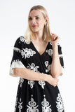 Womens Viscose  Printed Ornamental Floral Midi Dress