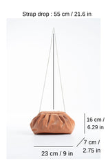 Shimmery Pouch Bag With Detachable Crossbody Strap - Pale Orange