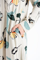 Womens Viscose Abstract Floral Maxi Shirt Dress