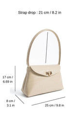 Croc Pu Flap Shoulder Bag - Beige