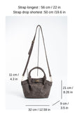Woven Suede Top Handle Crossbody Bag with Twist Lock Detail - Brown