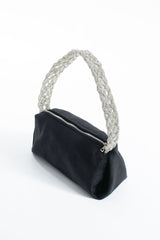 Chunky Braided Diamante Strap  Shoulder Bag - Black