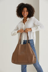 Pu Leather Weekend Bag  – 2 Pcs Set - Bronze