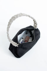 Chunky Braided Diamante Strap  Shoulder Bag - Black