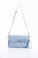Crinkle Patent Flap Closure Wristlet & Clutc&Crossbody  3-in-1 Handbag - Blue