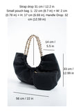 Woven PU Leather Slouchy Tote with Beaded Strap 2PCS Set - Black