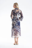 Womens Abstract Print Chiffon Midi Shirt Dress