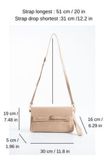 Crinkle Patent Flap Closure Wristlet & Clutc&Crossbody  3-in-1 Handbag - Beige