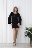 Womens Viscose Bow Detail Mini Dress