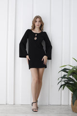Womens Viscose Bow Detail Mini Dress